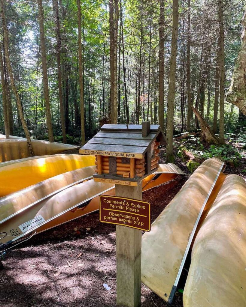 Magnetawan Lake permits box and canoes