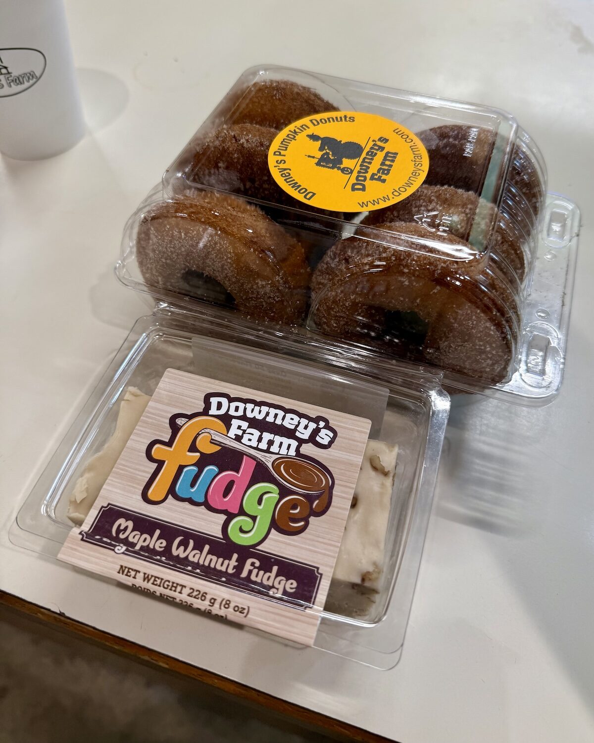 Pumpkin donuts and maple fudge from Downey's Farm