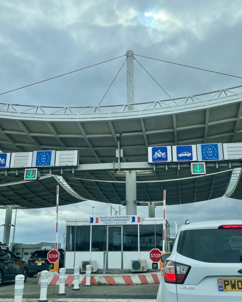 Eurotunnel crossing in France - Customs line