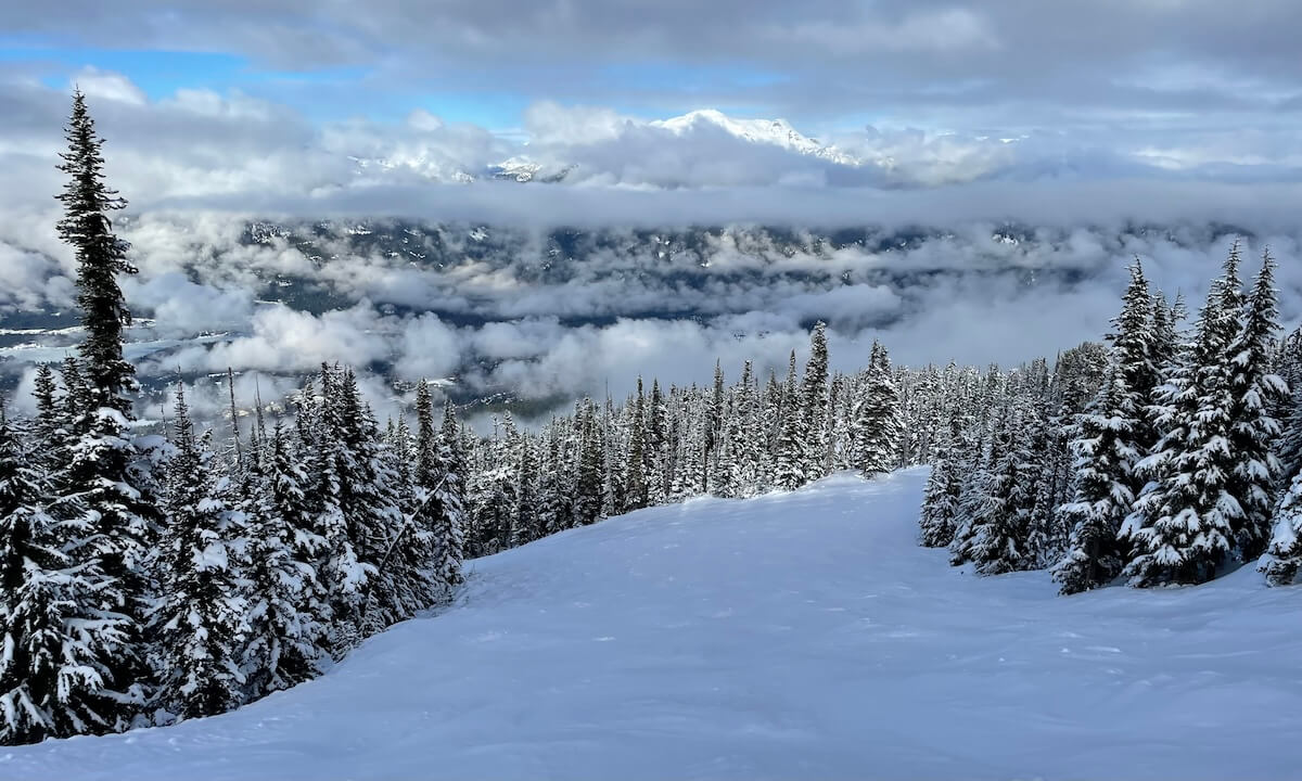 Crystal ridge ski run with no one on it at Whistler Blackcomb
