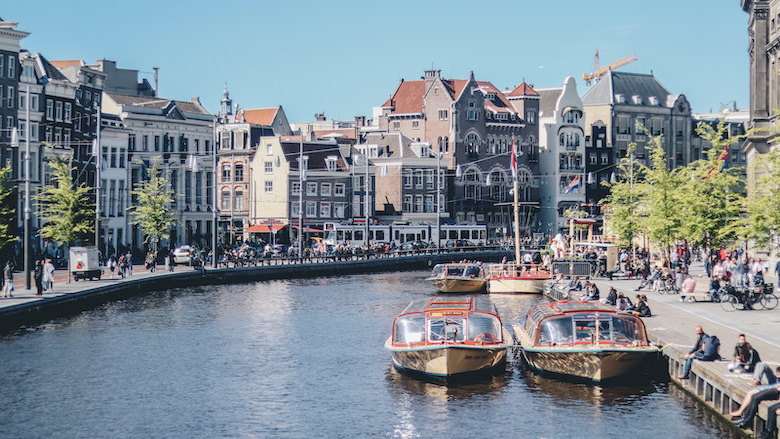 Amsterdam canal cruise on a sunday day