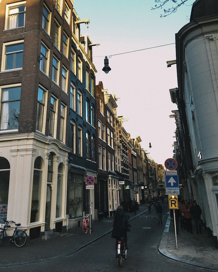 Riding a bike in Amsterdam